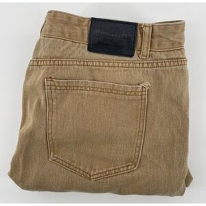 Monarchy Collection Moto Shorts Mens 38 Tan Khaki Distressed Ribbed Denim Biker